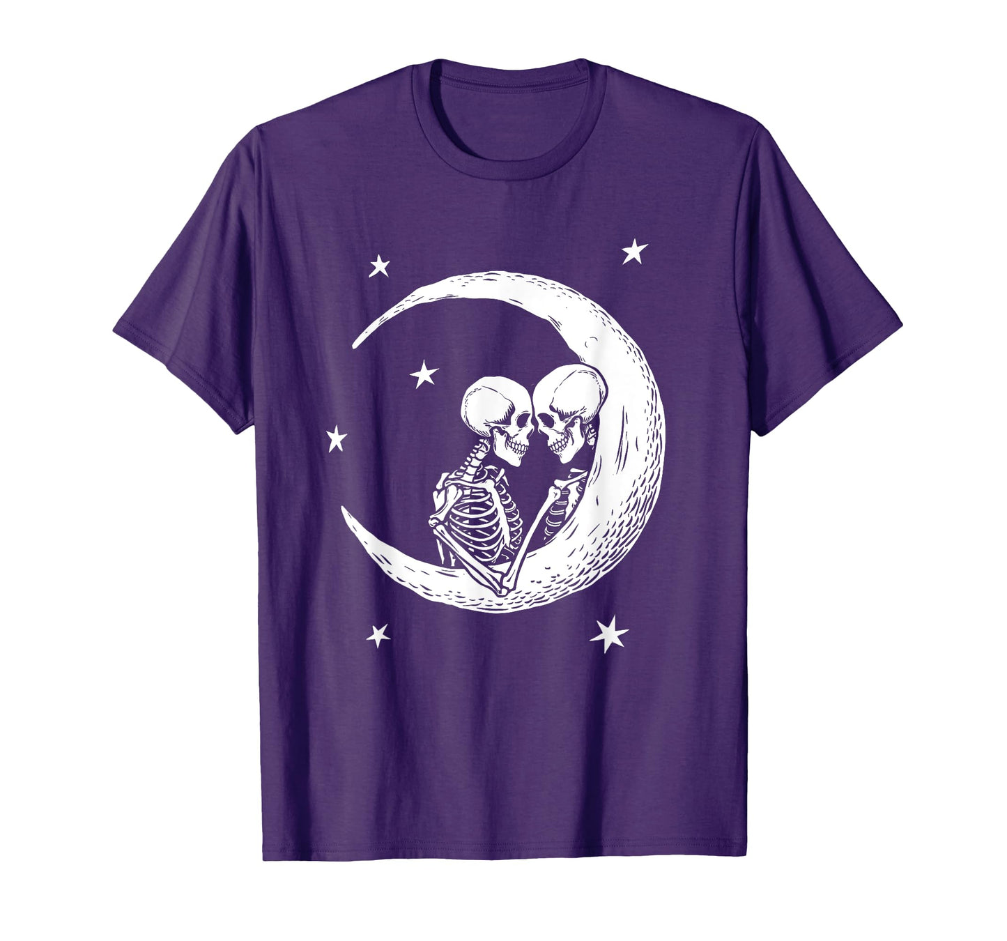 Two Skeletons In Love On The Moon Cute Womens Fall Fashion T-Shirt
