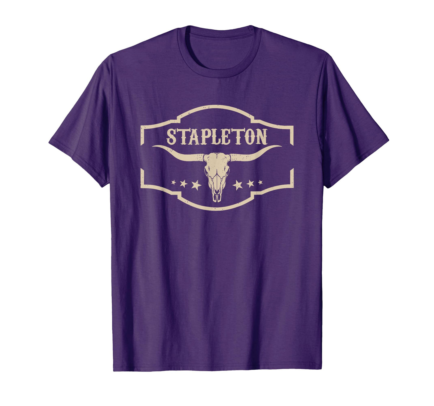 Country Graphic Bull Skull Cowboy Western Stapleton Name T-Shirt