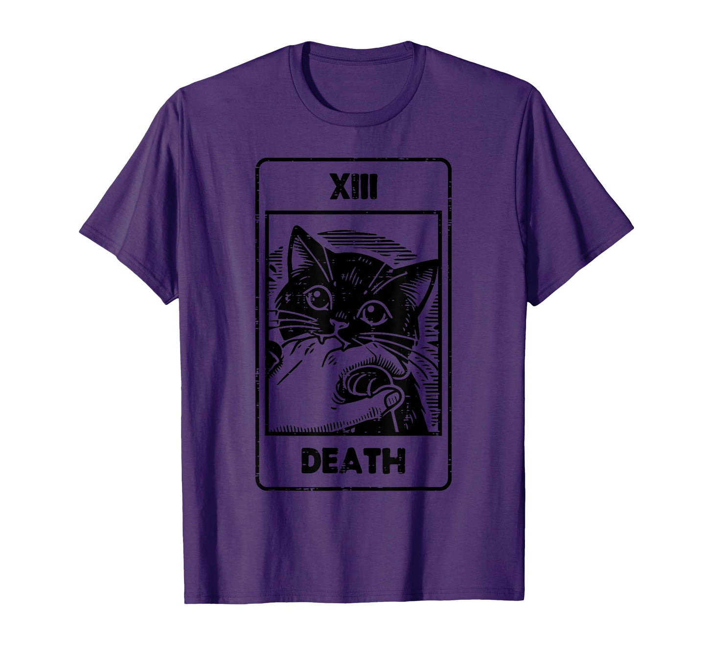 Black Cat Bite Tarot Card Death Funny Halloween Women Men T-Shirt