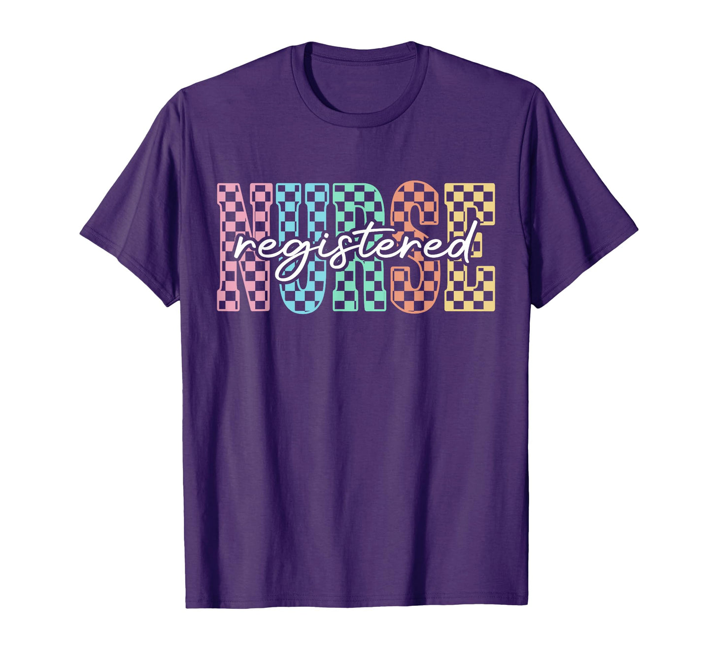 RN Nurse Registered Nurse Nursing Women Retro Checkered T-Shirt