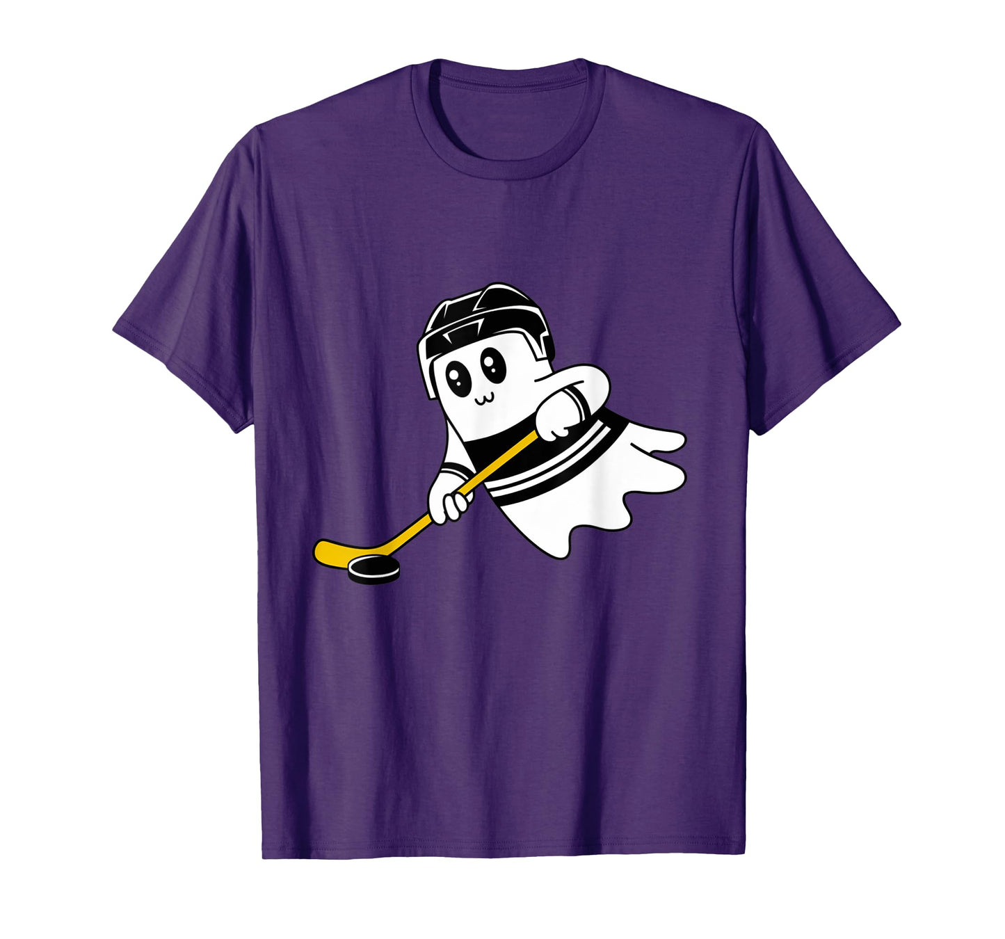 Ghost Playing Ice Hockey Halloween Costume Sports Men Boys T-Shirt