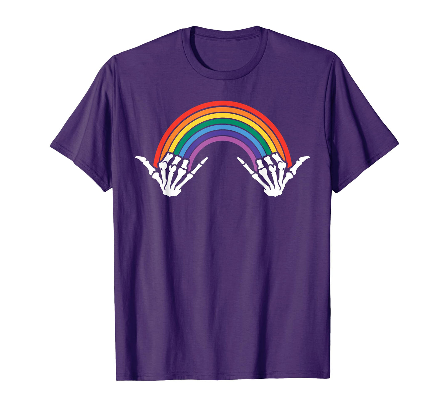 Gothic Rainbow Pride Skeleton Hands Art Colorful Bones LGBTQ T-Shirt