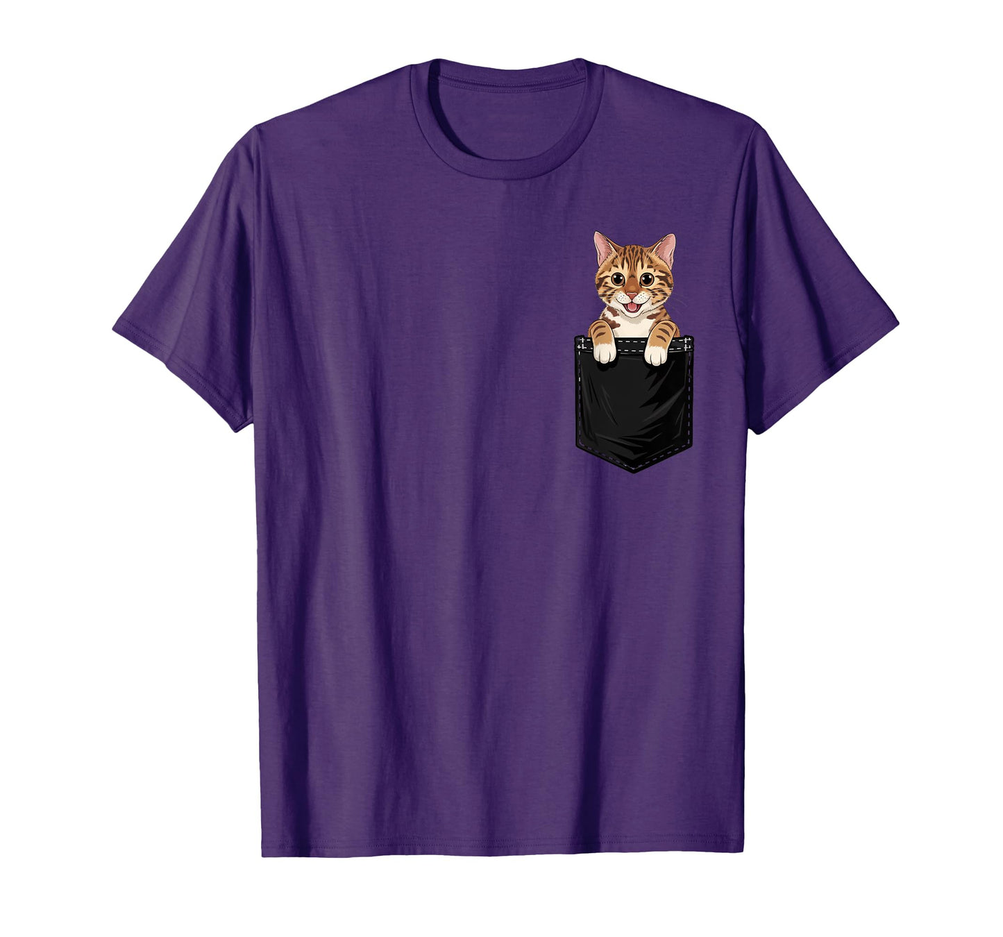 Funny Bengal Cat In Pocket Animal Cute Women Men T-Shirt