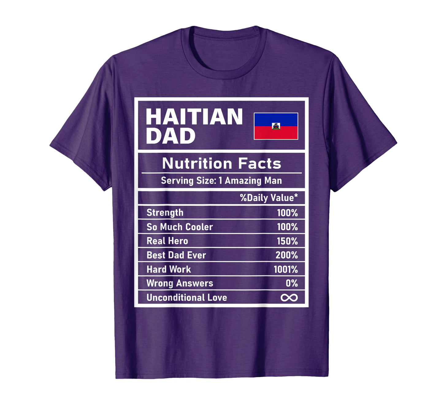 Haitian Dad Nutrition Facts Father's Day National Heritage T-Shirt
