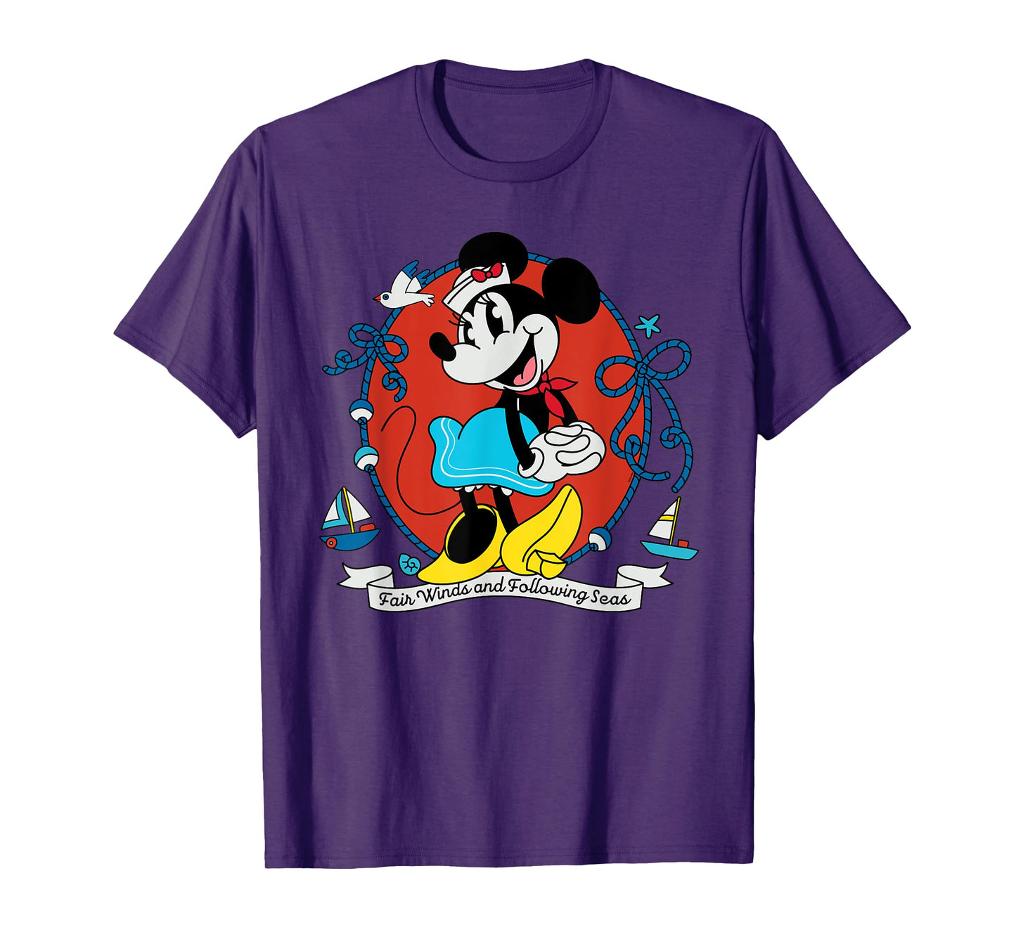 Disney Cruise Sailor Minnie Mouse Fair Winds Vacation at Sea T-Shirt