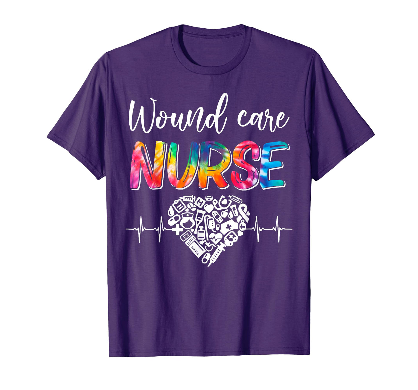 Wound Care Nurse Tie Dye Heartbeat Heart Nurse Day Nursing T-Shirt