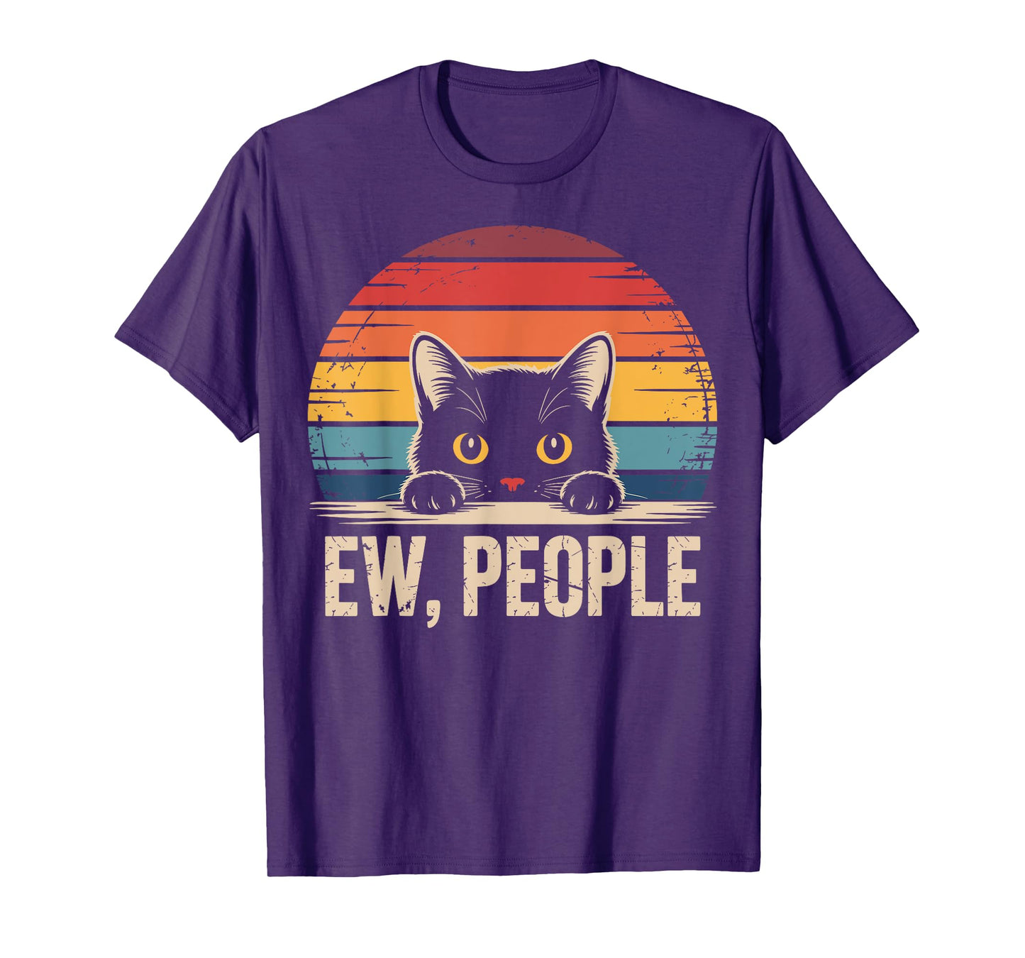 Ew People Retro Vintage Anti Social Cat Funny Introvert T-Shirt