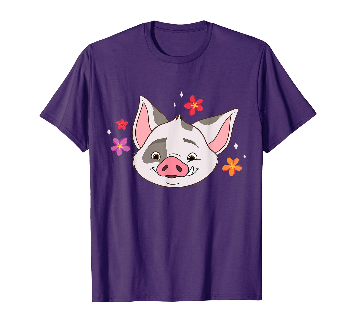 Disney Moana 2 Big Face Pua Tropical Flowers Cute Costume T-Shirt