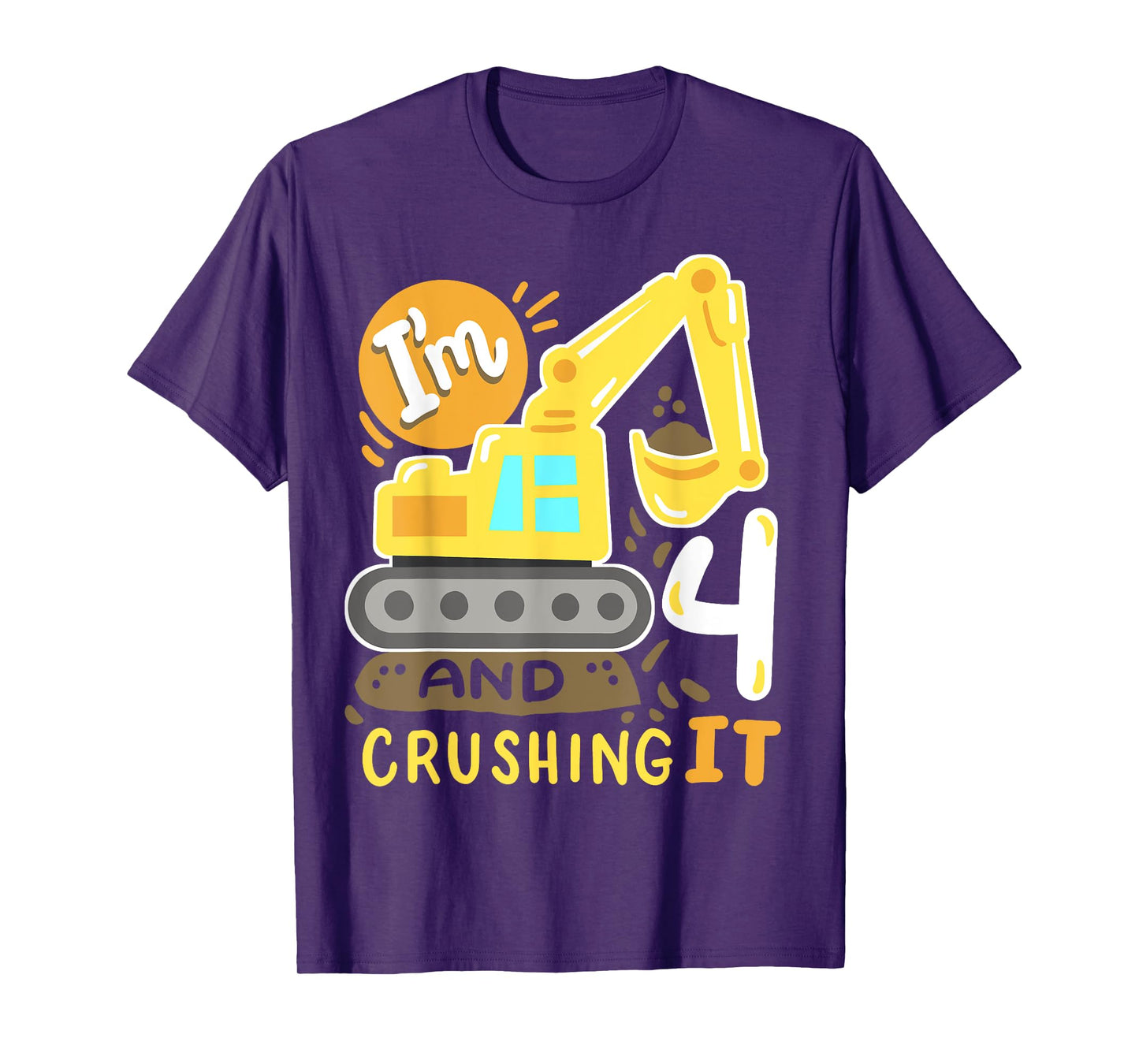Kids 4th Construction Birthday Party I'm 4 Crushing It Boys T-Shirt