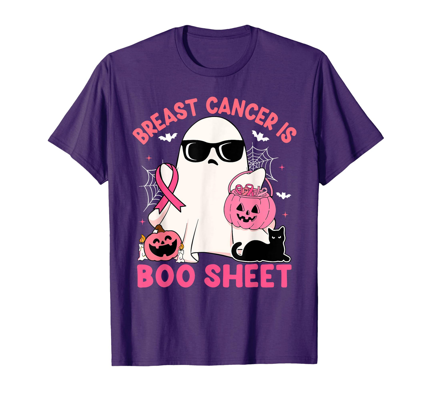 Breast Cancer Is Boo Sheet Pink Ribbon Halloween Ghost Funny T-Shirt