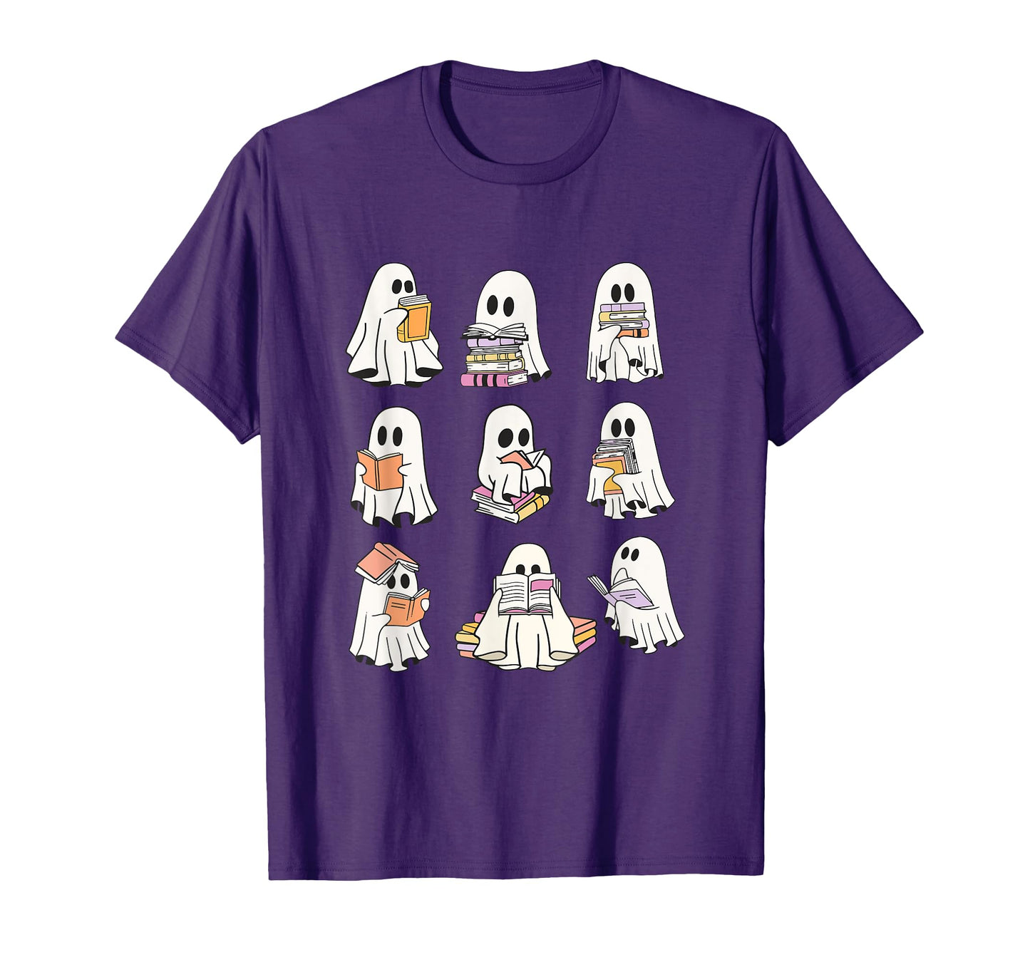 Funny Boo Ghost Reading Book Halloween Spooky Season T-Shirt