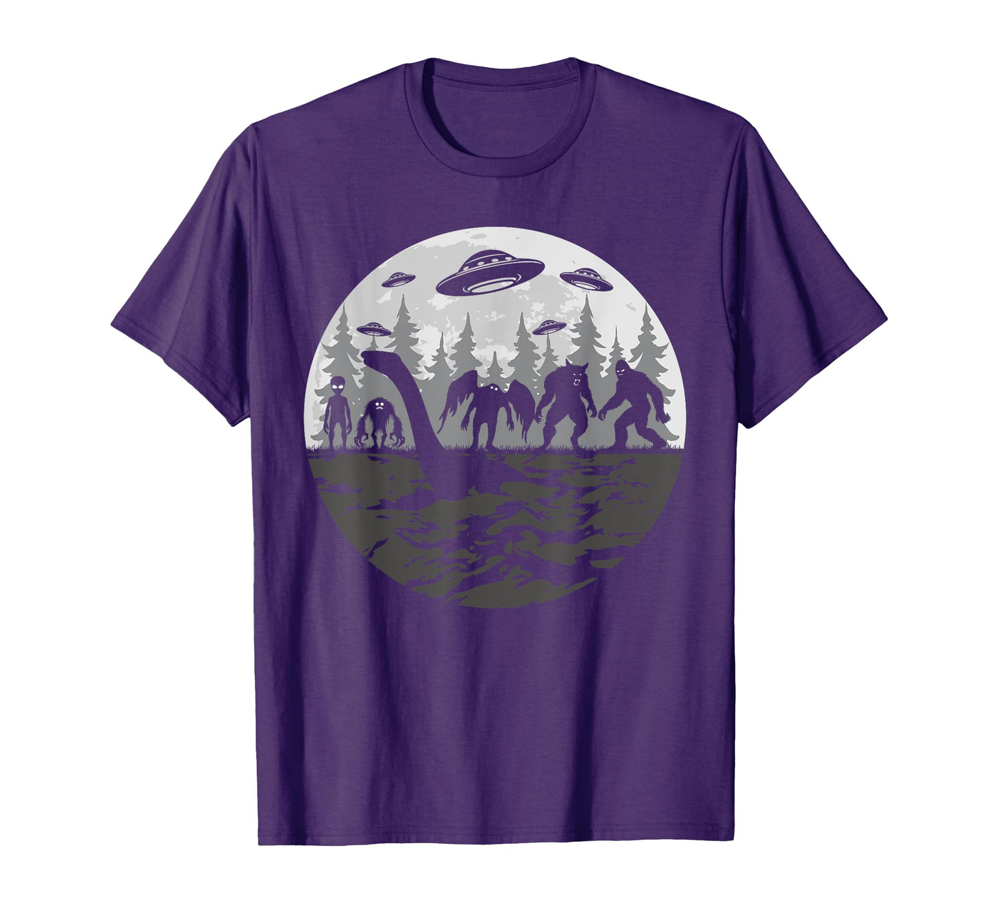 Bigfoot Loch Ness Monster With Mothman Aliens! Funny Cryptid T-Shirt