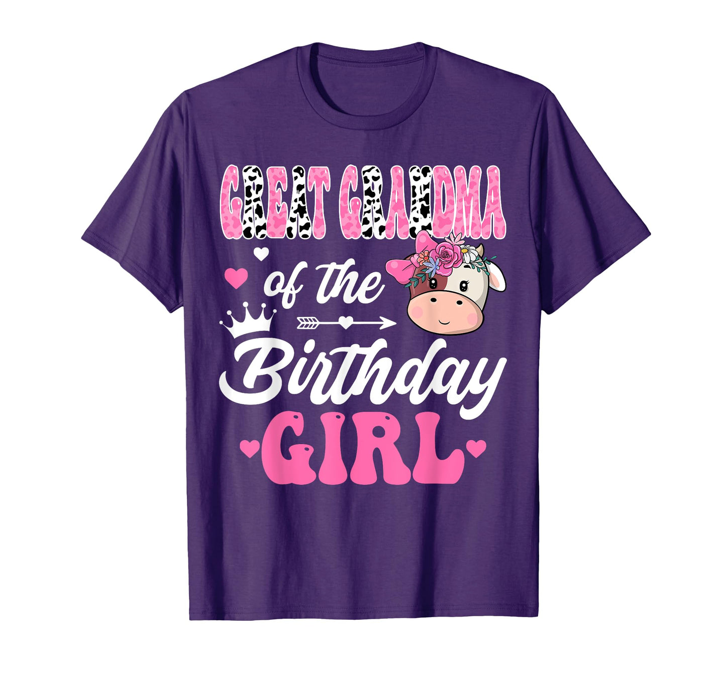 Great Grandma Of The Birthday Girl Farm Cow 1St Bday Girl T-Shirt