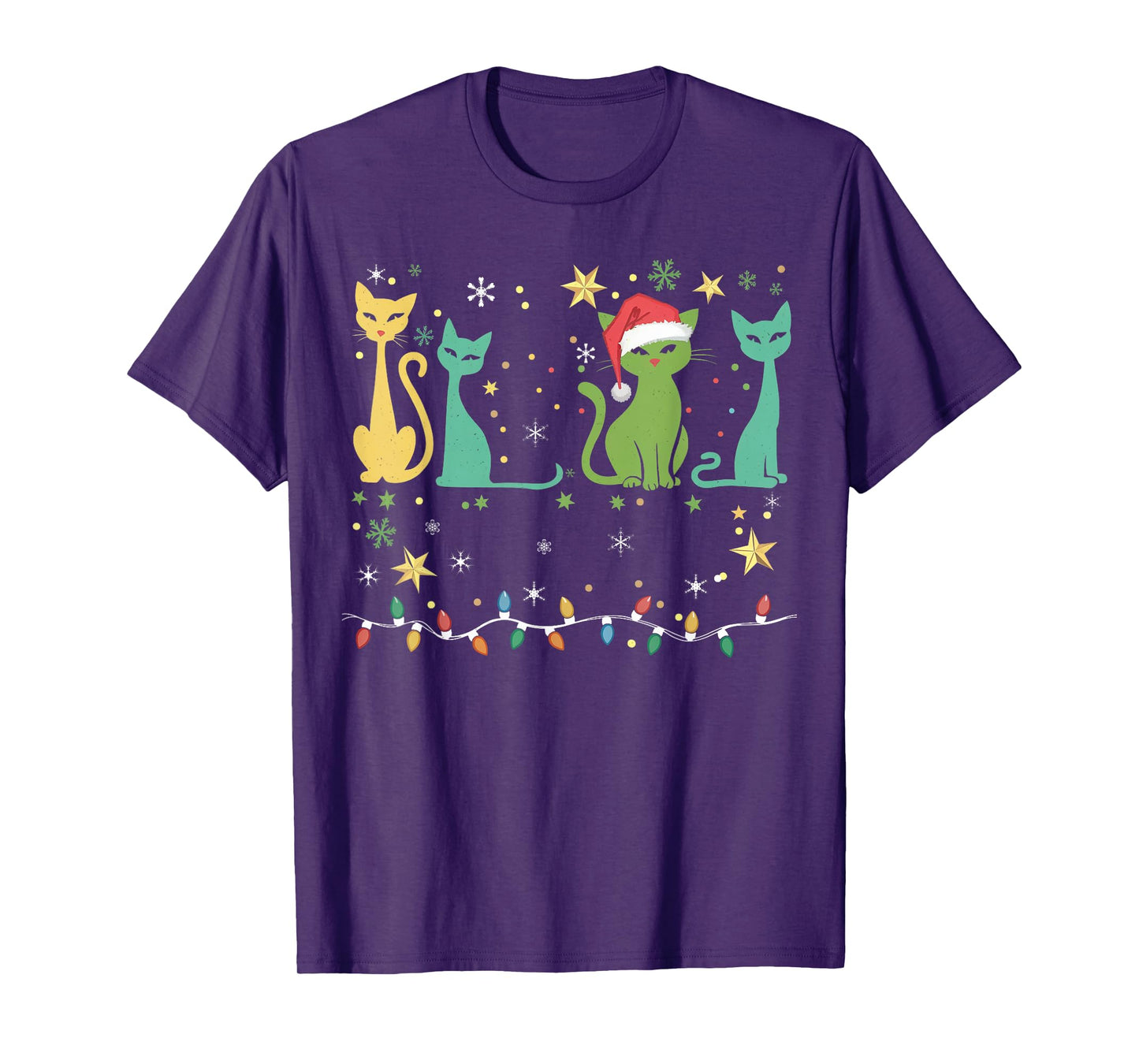 Mid Century Cat Christmas Retro 50s 60s Xmas Gifts Men Women T-Shirt