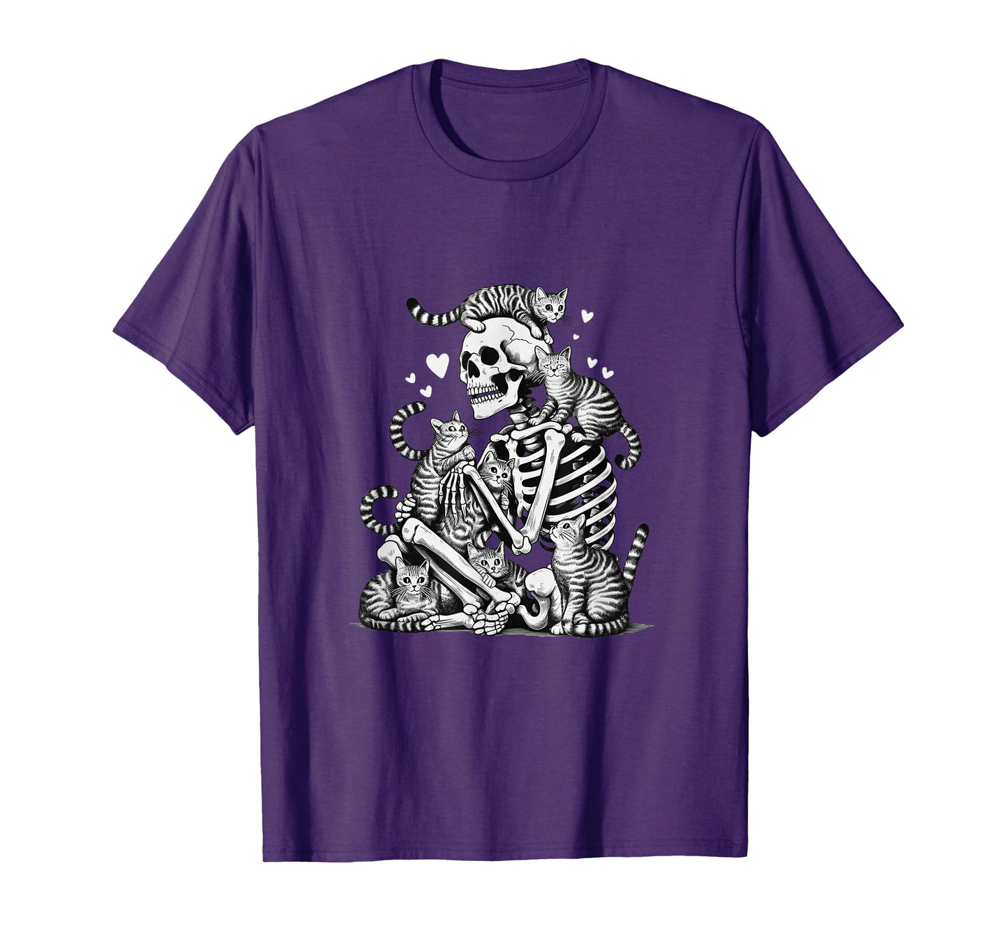 Skeleton Cat Skull Kitty Cute Halloween Men Women Kids Goth T-Shirt