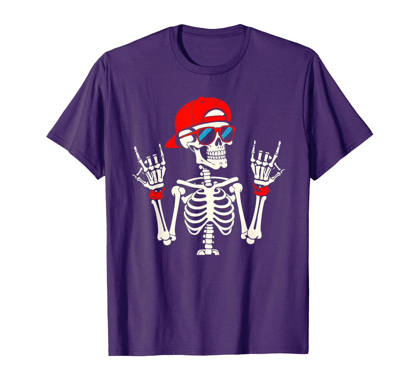 Halloween Skater Teen Boy Cool Skeleton Rock and Roll Men T-Shirt