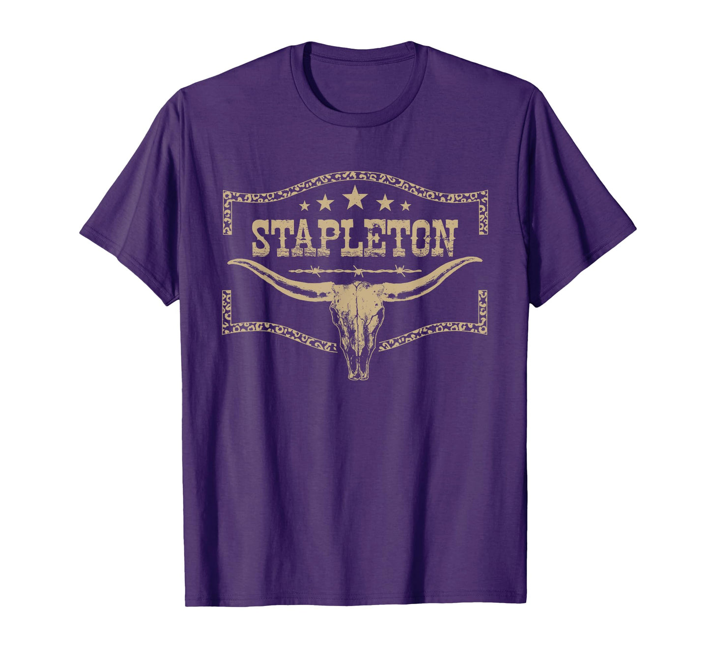 Graphic Stapleton Name Bull Skull Country Cowboy Western T-Shirt