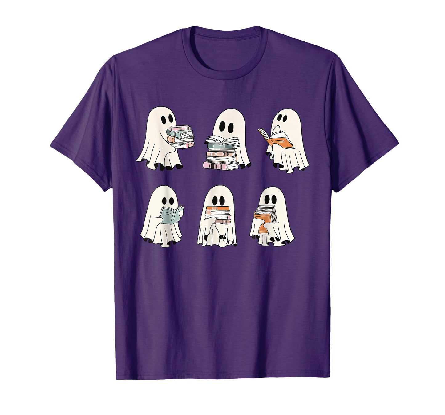 Retro Ghost Reading Books, Halloween bookish ghost bookworm T-Shirt