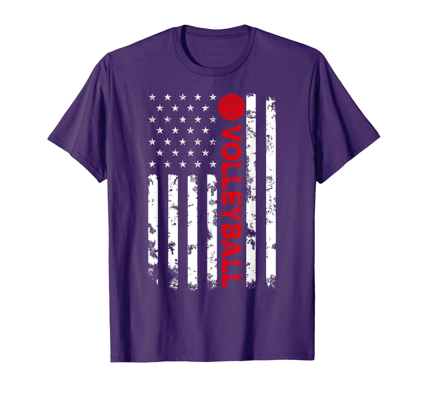 USA Flag Vintage Distressed Tee American Flag Volleyball T-Shirt