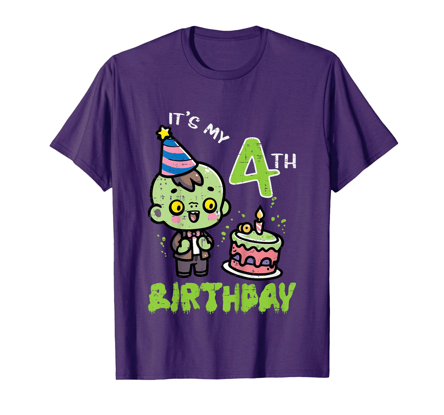 Its My 4th Birthday Zombie 4 Four Year Old Bday Boys Girls T-Shirt