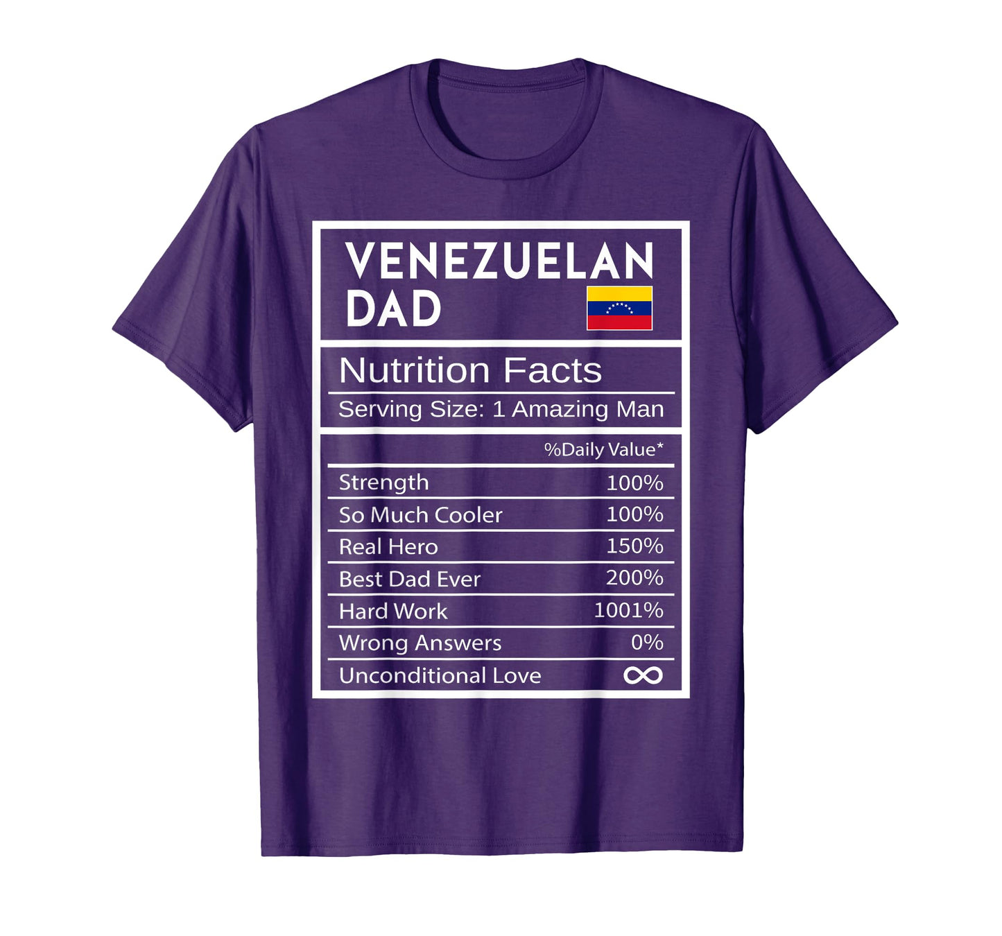 Venezuelan Dad Nutrition Facts National Pride Gift For Dad T-Shirt
