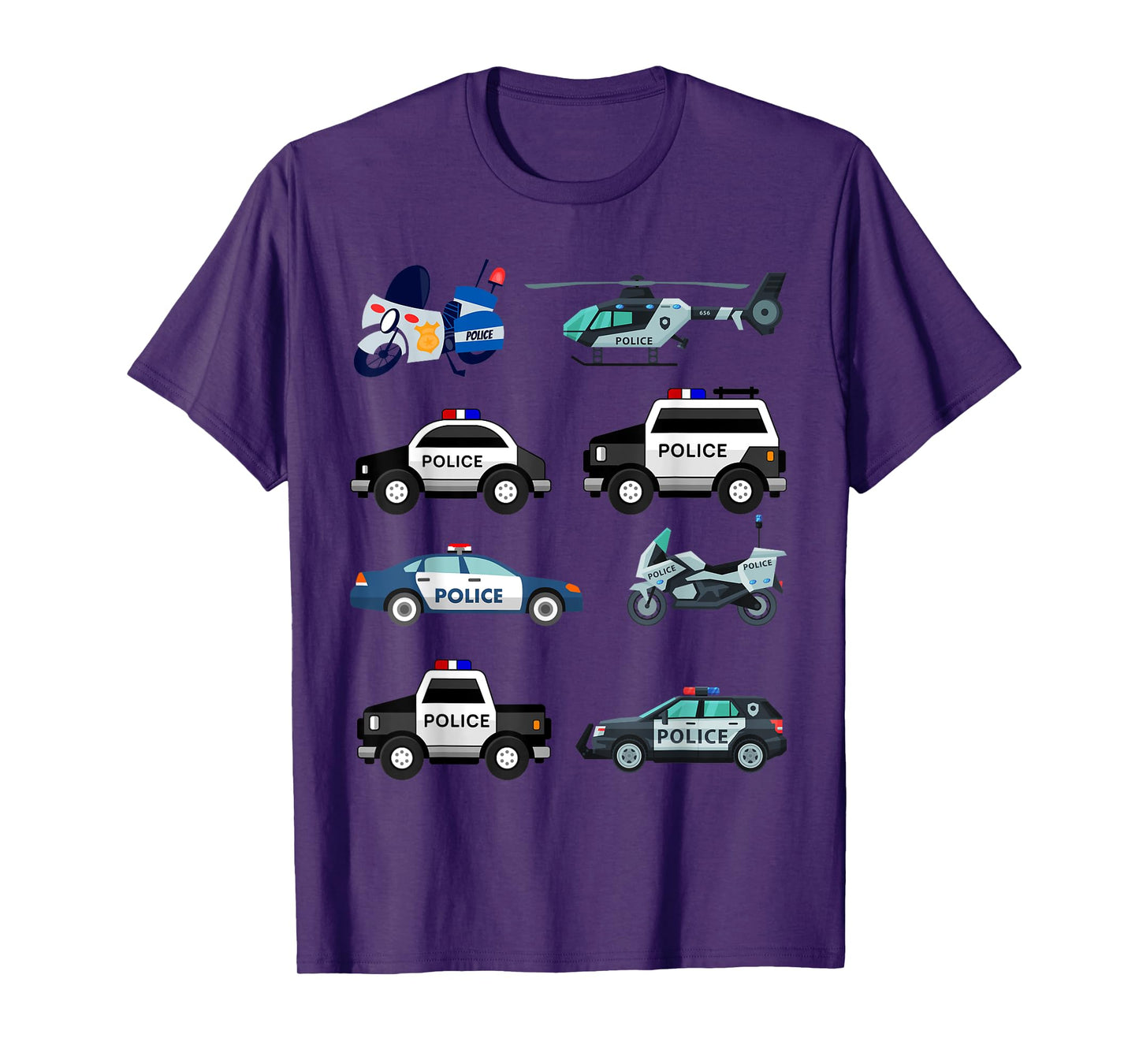 Police Vehicles for Kids Men Women Cop Cars Boys Toddler T-Shirt