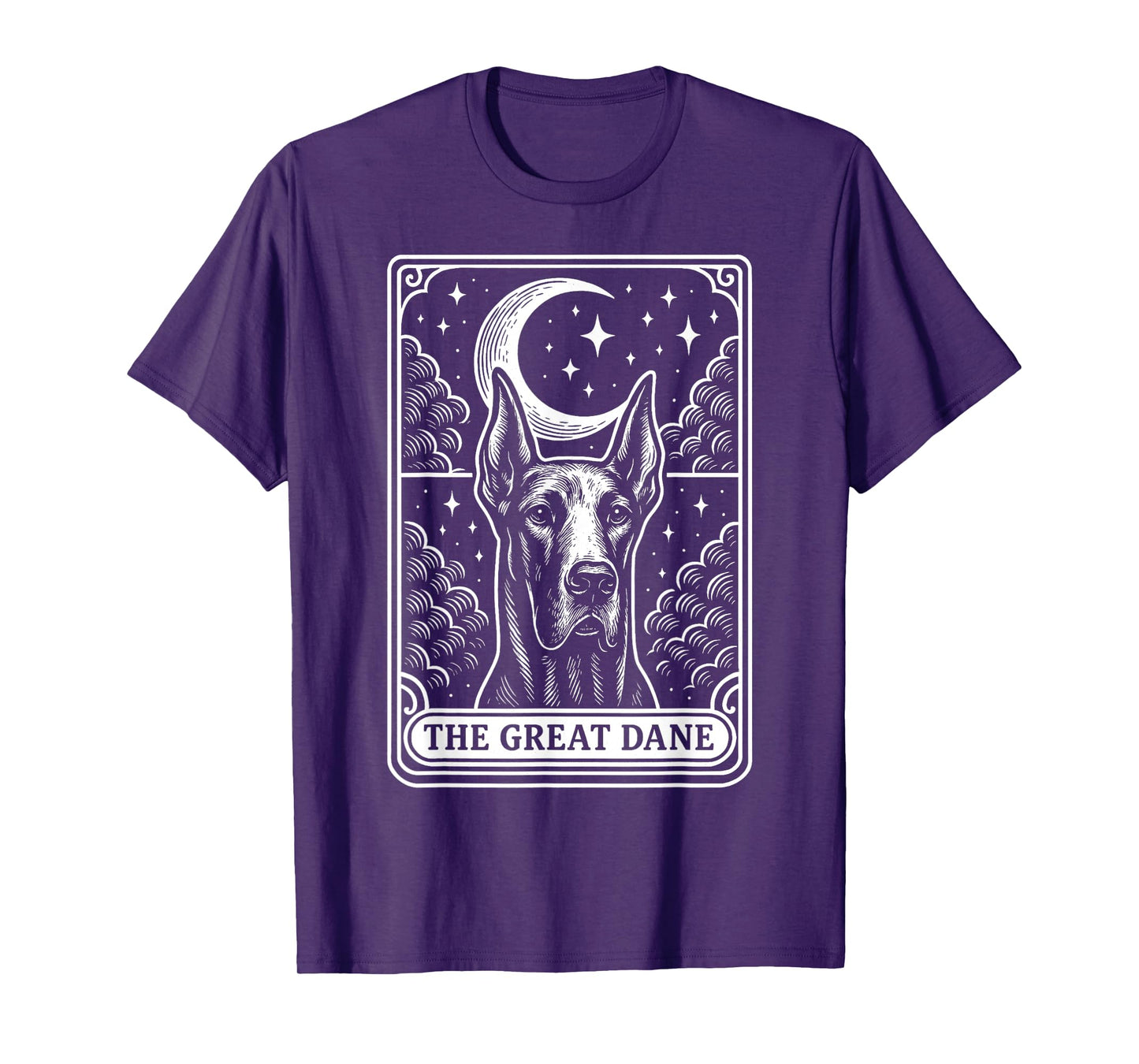 Great Dane Dog Mom Tarot Card Vintage Crescent Moon T-Shirt
