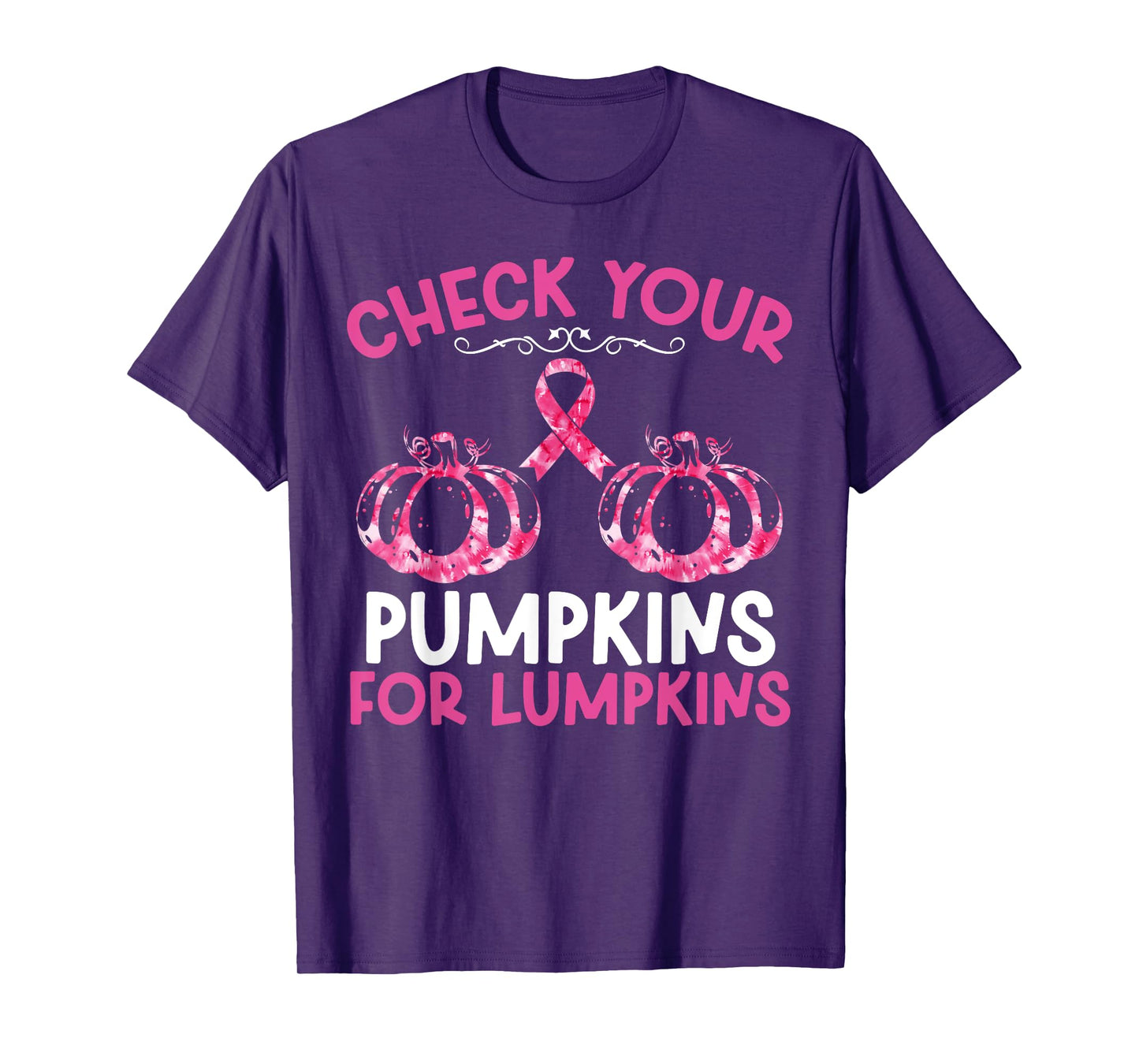 Check Your Pumpkins Breast Cancer Awareness Halloween Women T-Shirt