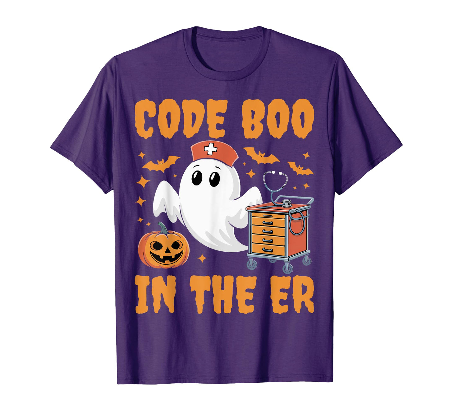 Spooky Halloween Code Boo In The ER Emergency Room Nurse T-Shirt