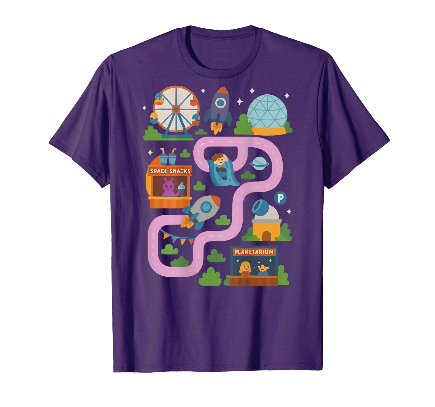 Cool Space park Playmat Car Race Track Mom and Kid Time T-Shirt