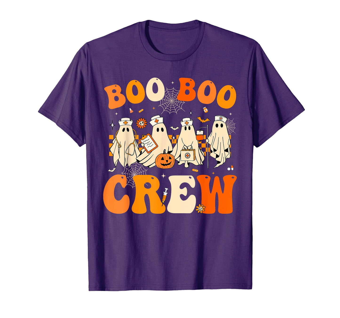 Groovy Halloween Nurse Funny Nursing Ghost Boo Boo Crew T-Shirt