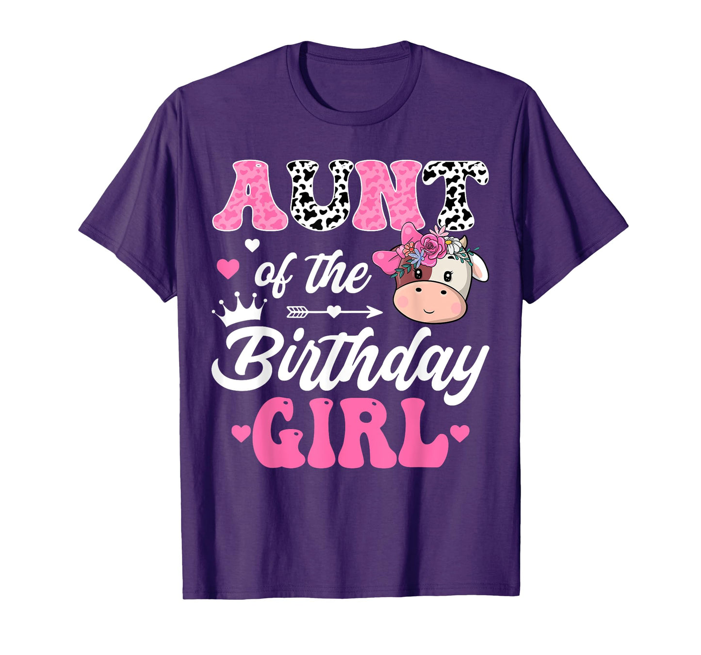 Aunt Of The Birthday Girl Farm Cow 1St Birthday Girl T-Shirt