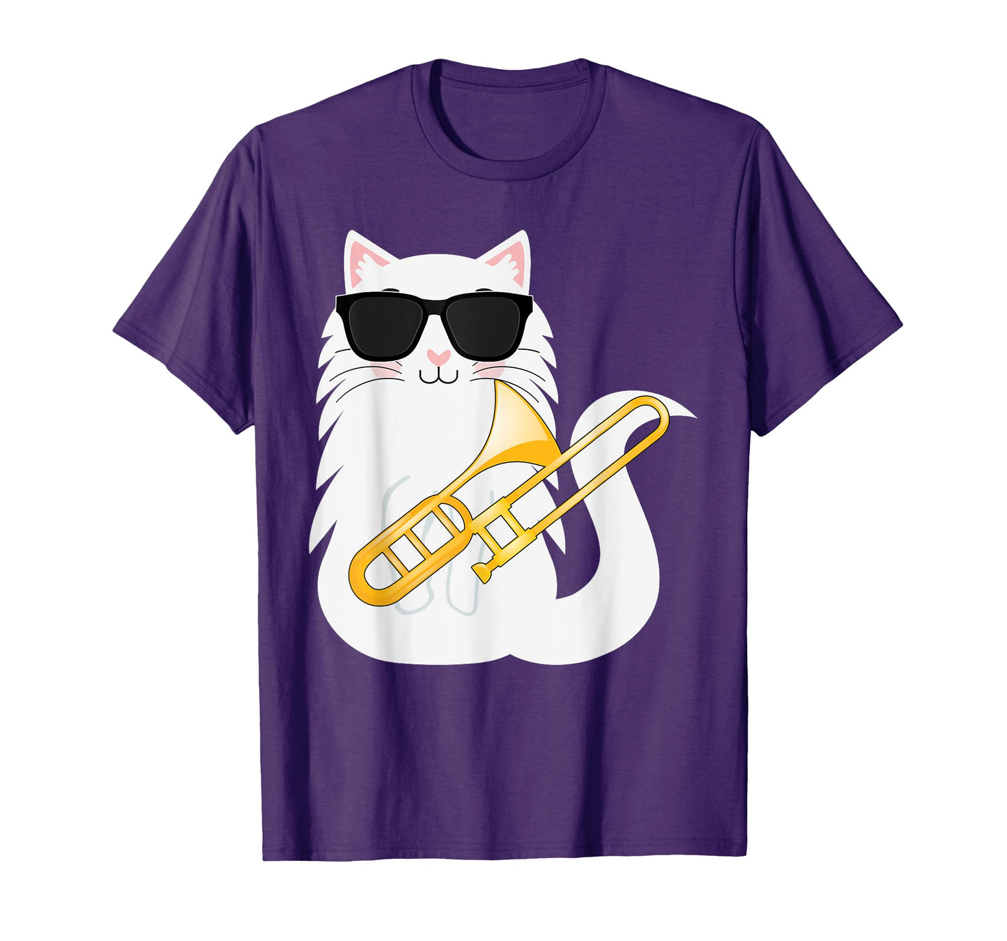 Funny Cat Wearing Sunglasses Playing Trombone T-Shirt