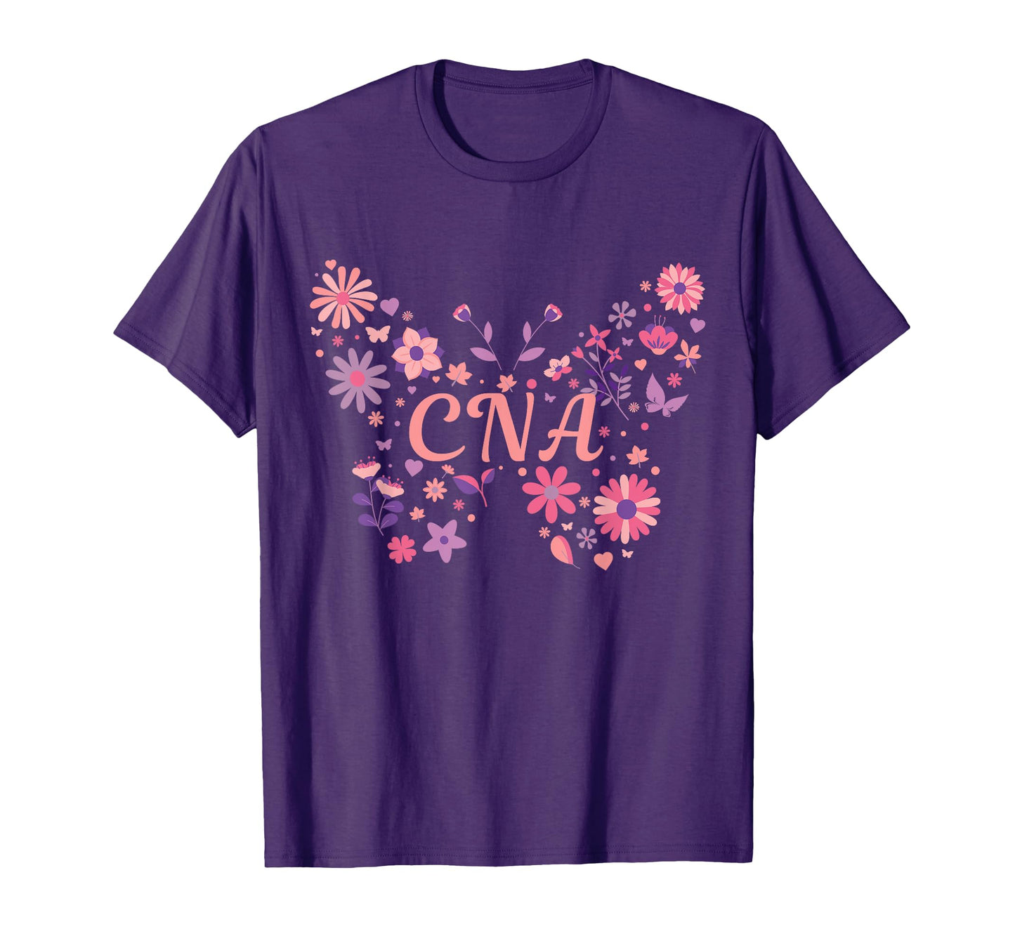 CNA Certified Nursing Assistant - Butterfly Pretty Flowers T-Shirt