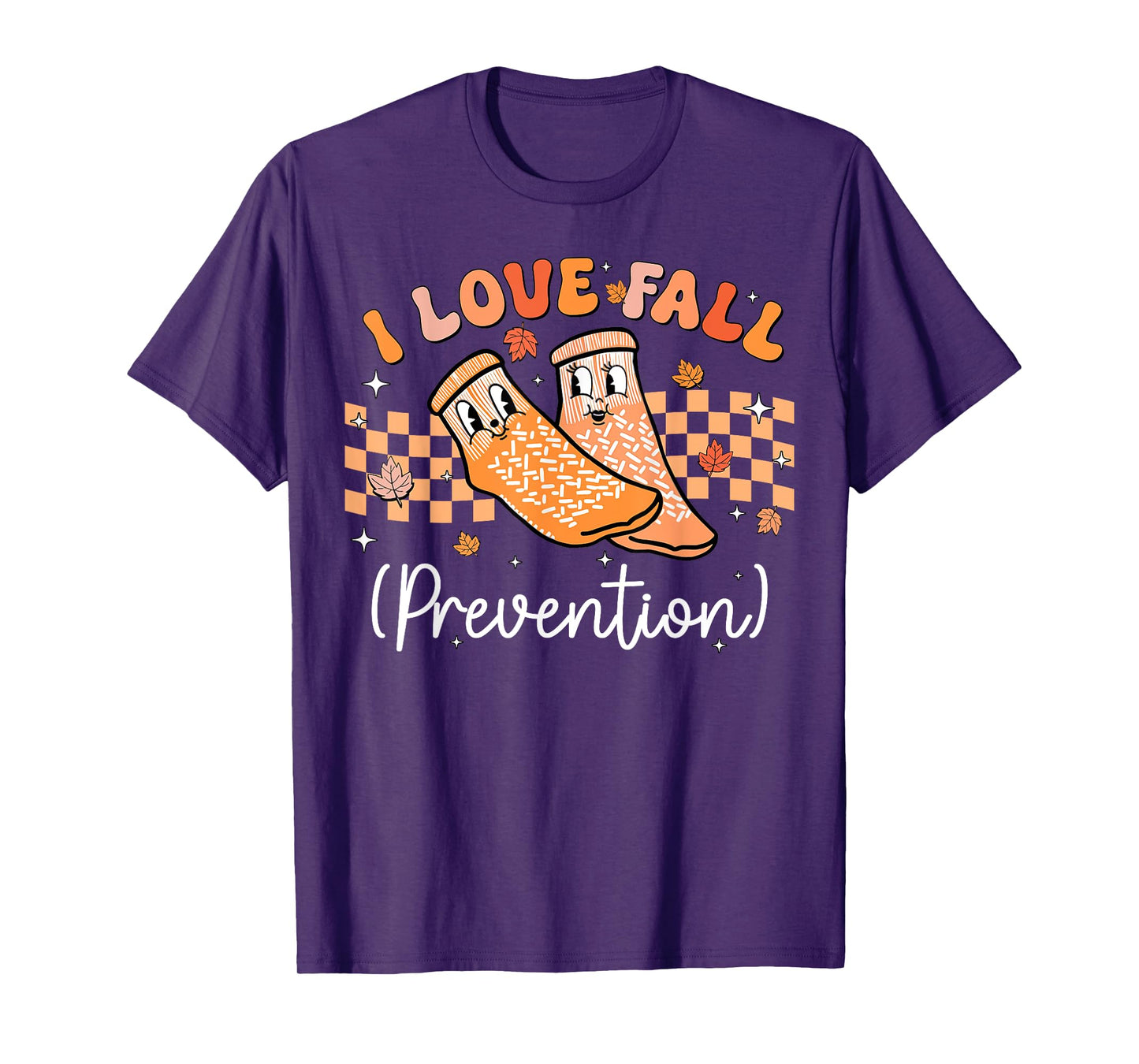 Groovy I Love Fall Prevention Retro PT Physical Therapy T-Shirt