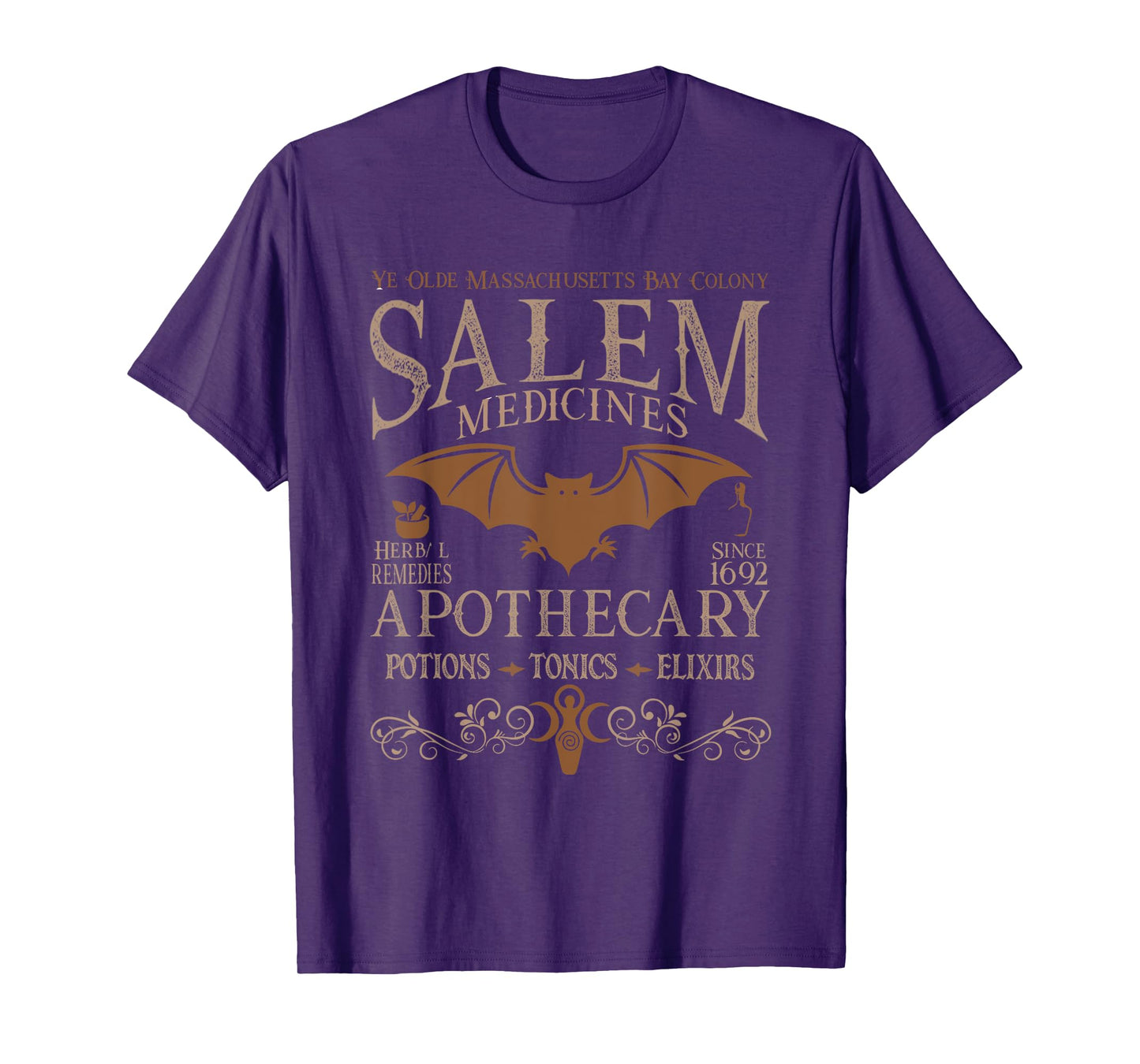 Funny Retro Salem Apothecary Skeleton Witch Spooky Halloween T-Shirt