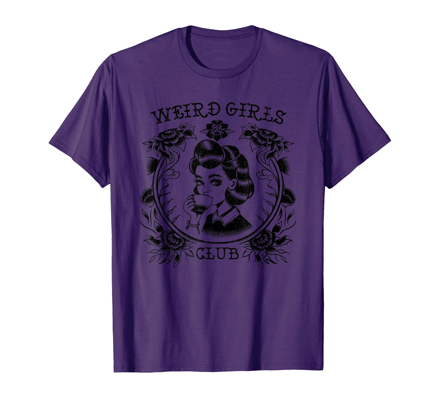 Weird Girls Club Retro Gothic Floral Alt Girl T-Shirt