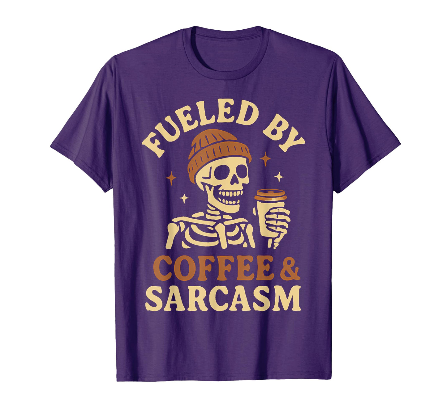 Fueled by Coffee And Sarcasm, Halloween Skeleton Coffee Tee T-Shirt