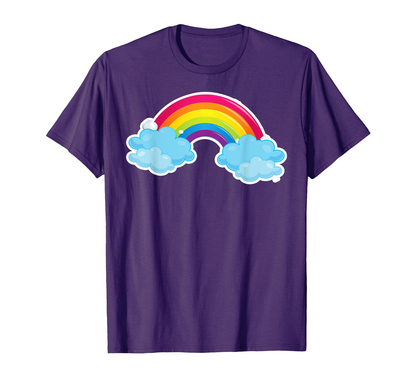 Colorful Rainbow and Clouds Cute Fun Aesthetic T-Shirt