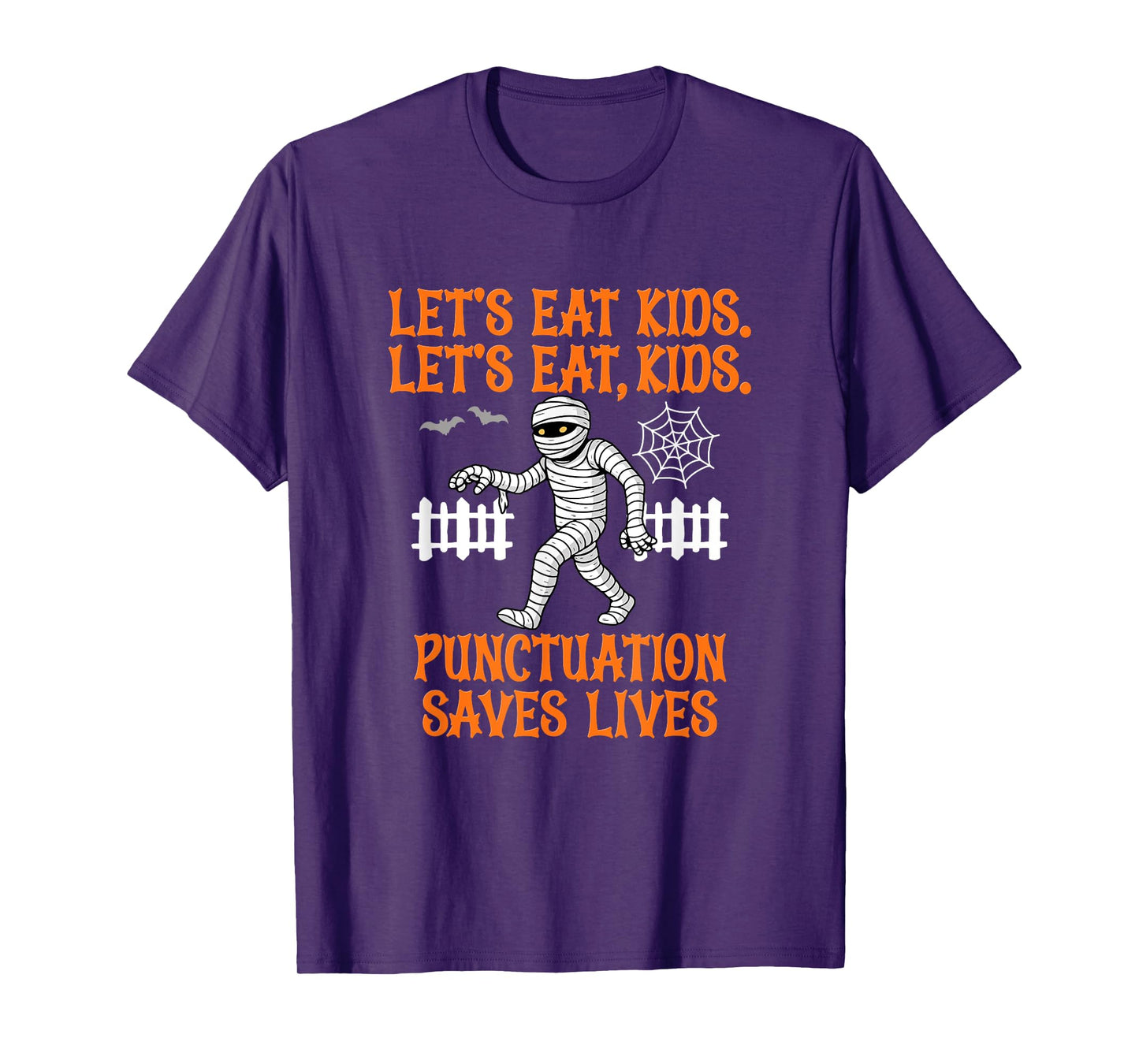 Halloween Lets Eat Kids Punctuation Funny Teacher T-Shirt