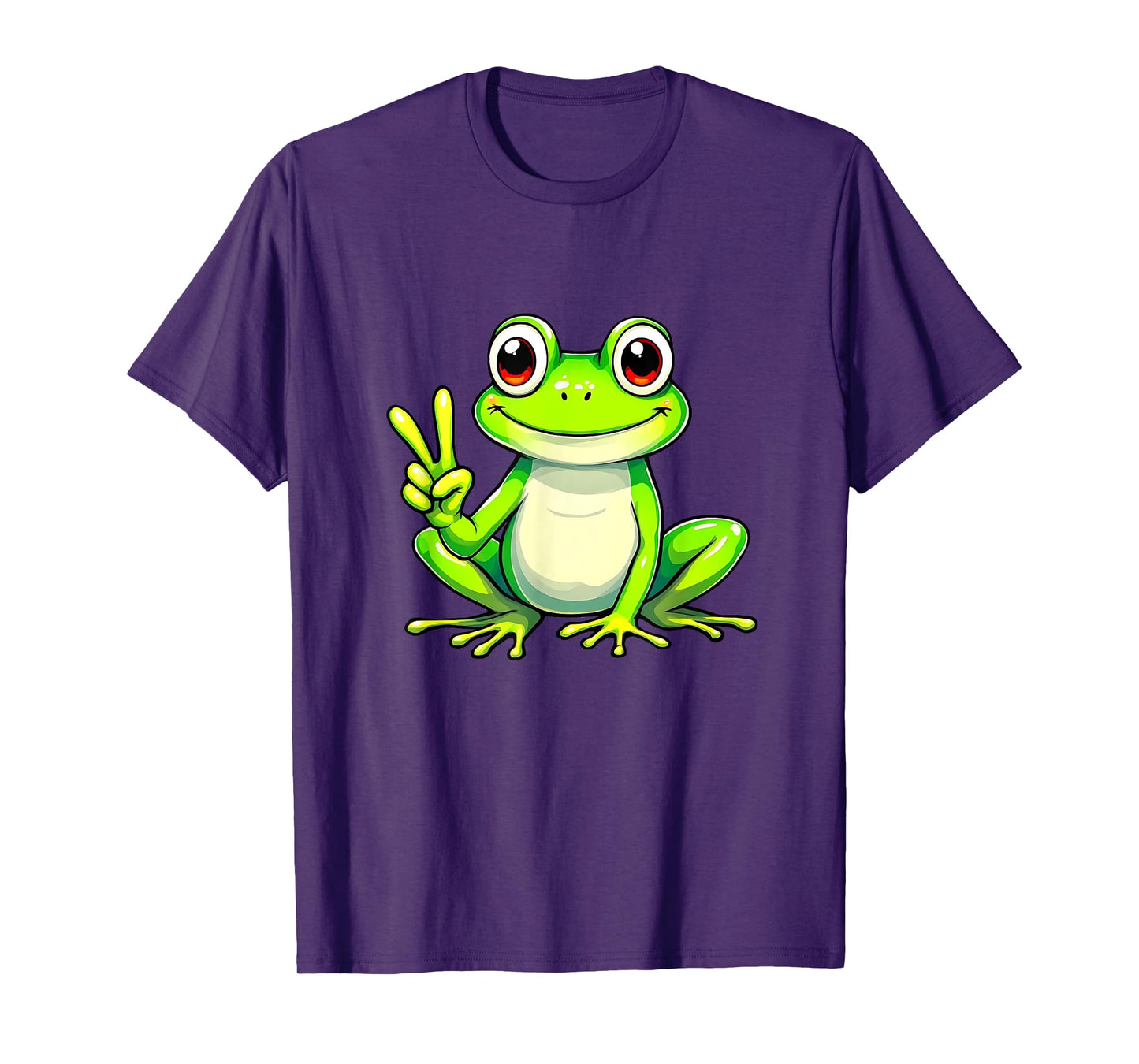 Funny Frog Peace Hand Sign Men Women Girls Boys Kids T-Shirt