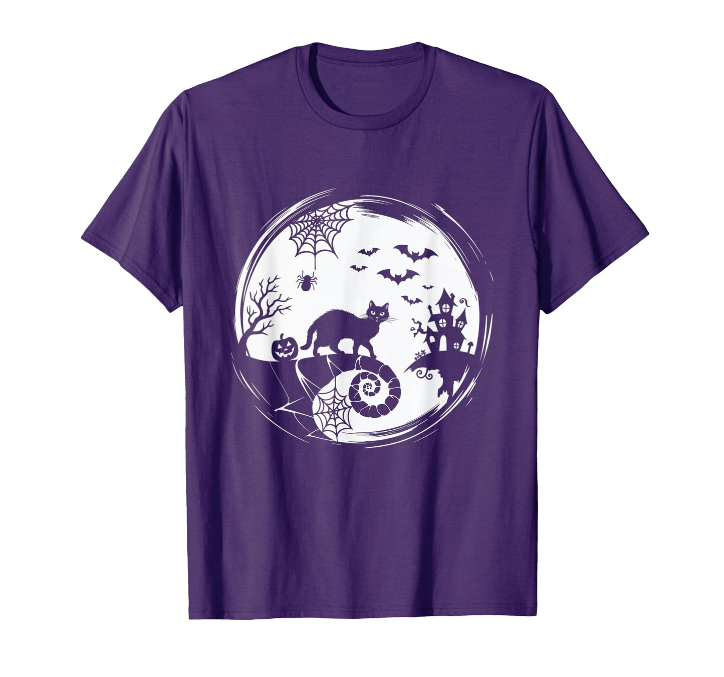 Halloween Cat Spider Bats Moon Black Cat T-Shirt for Men Women