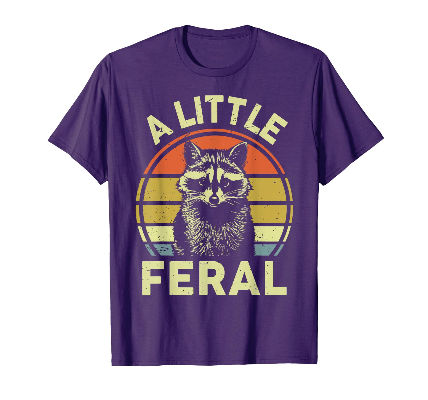 A Little Feral Raccoon Mom Dad Toddler Funny Retro Raccoon-Shirt Unisex-Kids Adults Teens Kids Raccoon Enthusiasts Grey Small Modern Retro Cartoon Graphic-Tee T-Shirt Crew Neck Short Sleeve