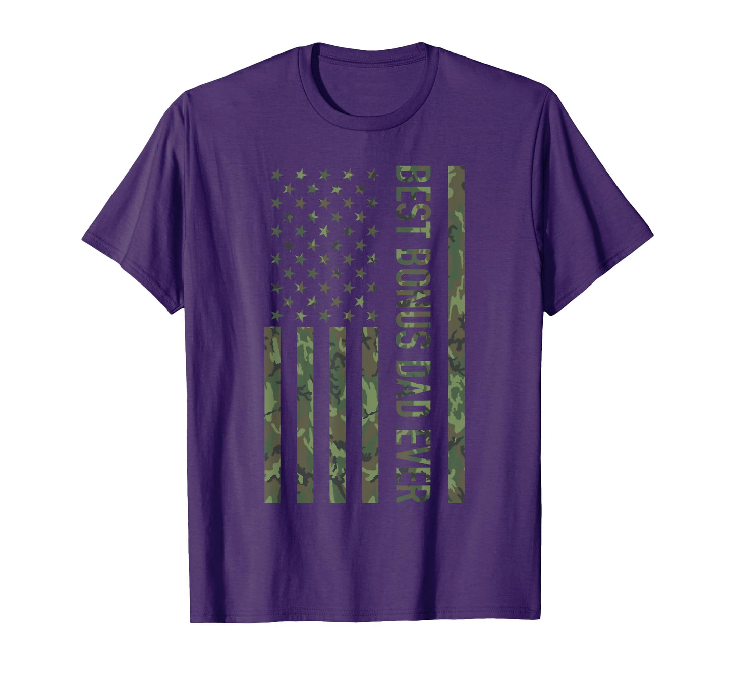Best bonus dad ever US american military camouflage flag T-Shirt