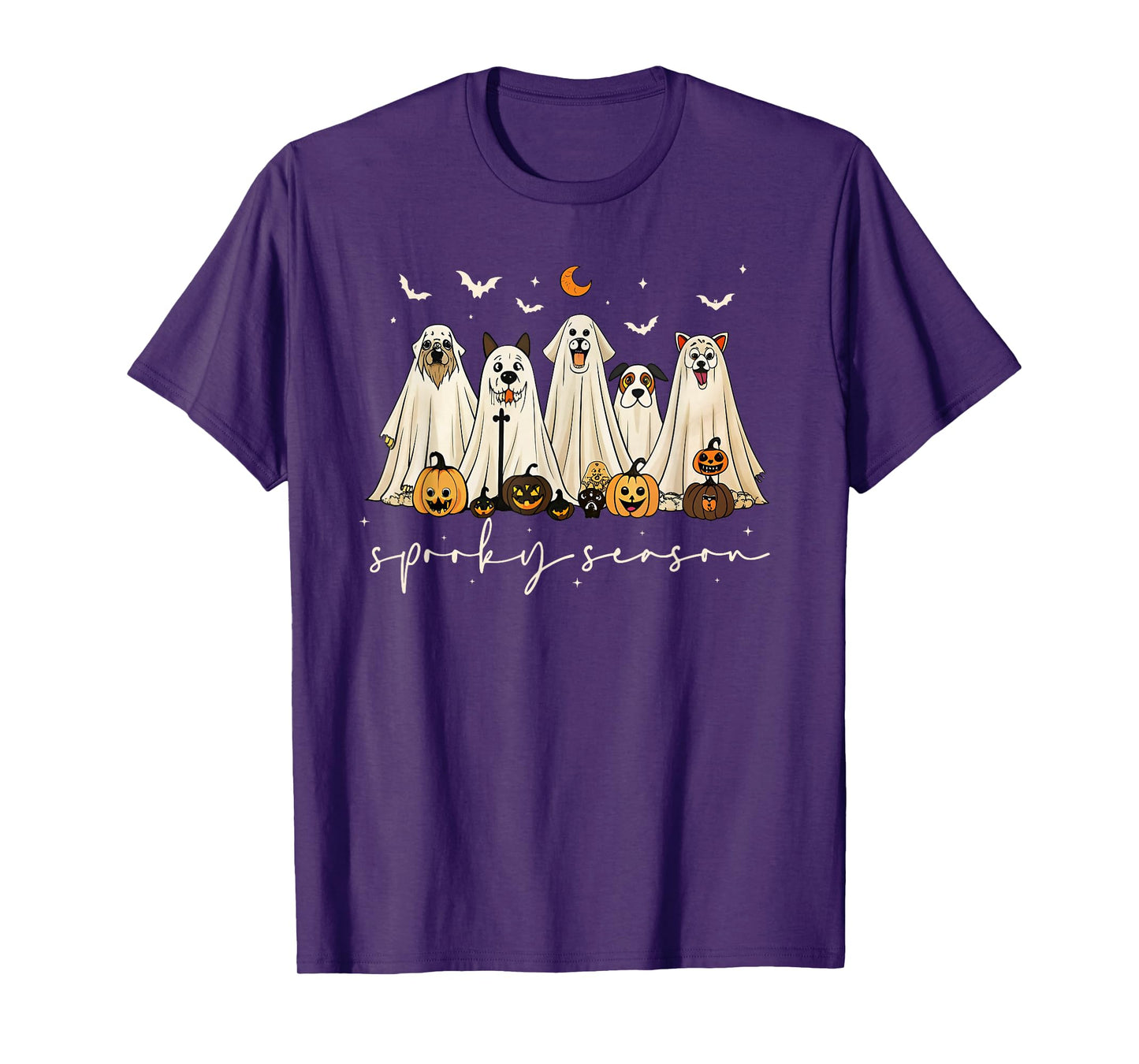 Cute Ghost Dogs Happy Halloween Spooky Season Trick Or Treat T-Shirt