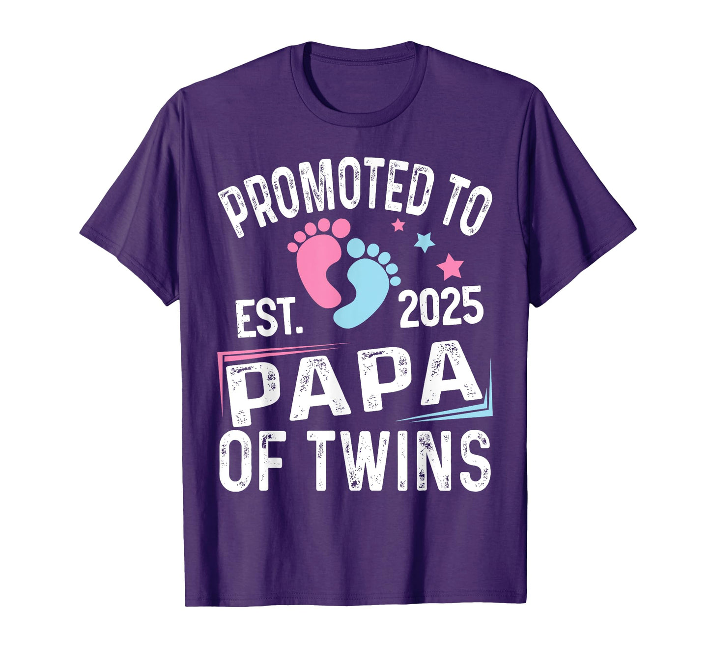 Promoted To Papa Of Twins Est 2025 Baby Shower T-Shirt