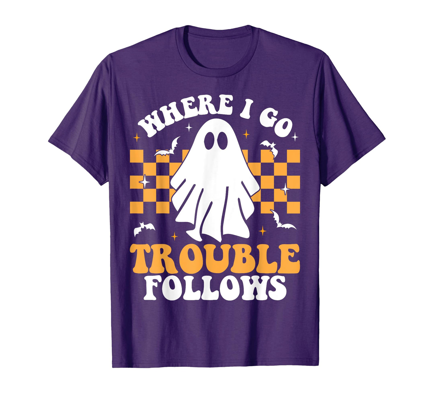 Where I Go Trouble Follows Matching Halloween Pajama Couples T-Shirt