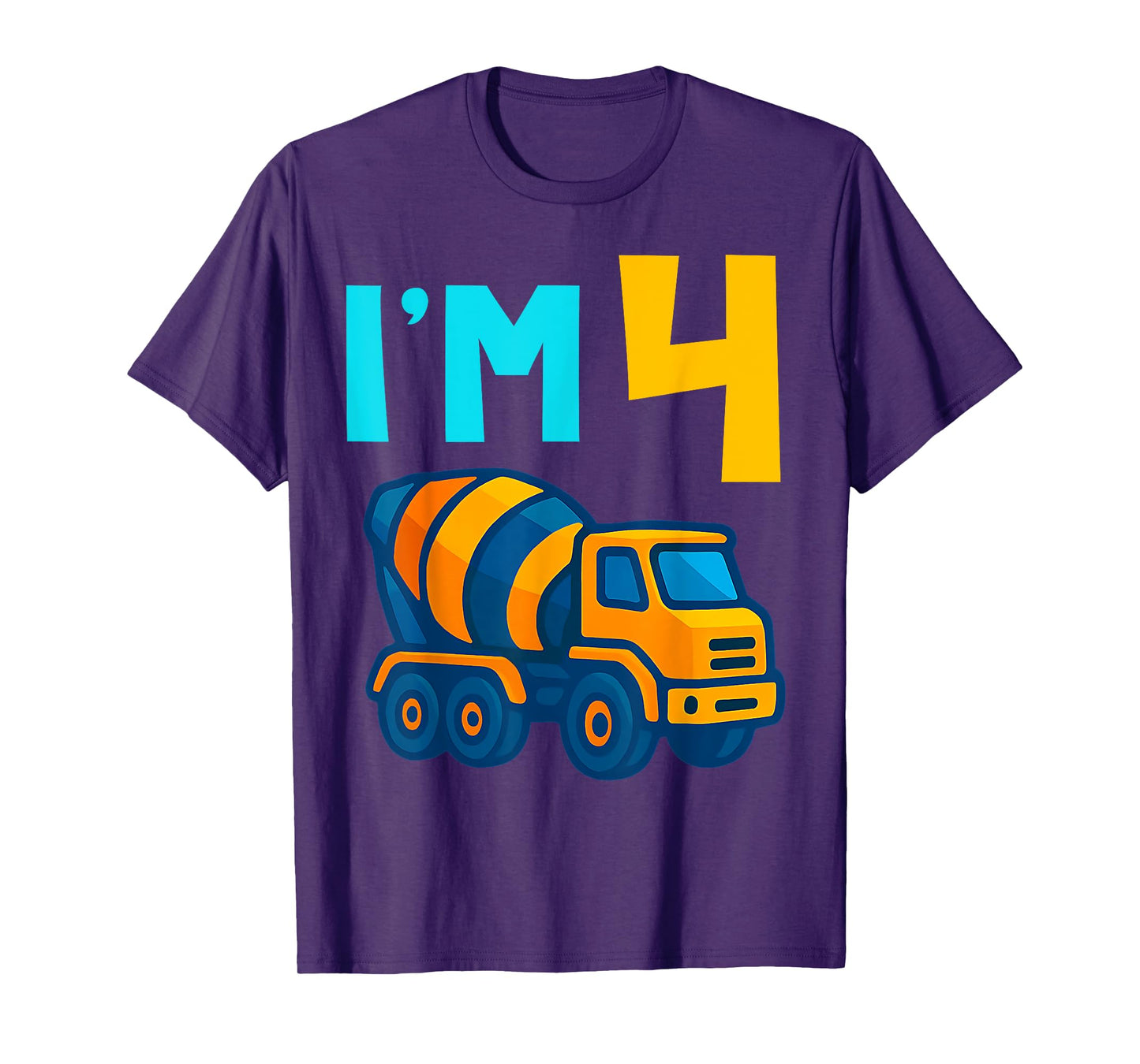 4th Birthday Cement Mixer Truck Concrete Lover I'm 4 Four T-Shirt