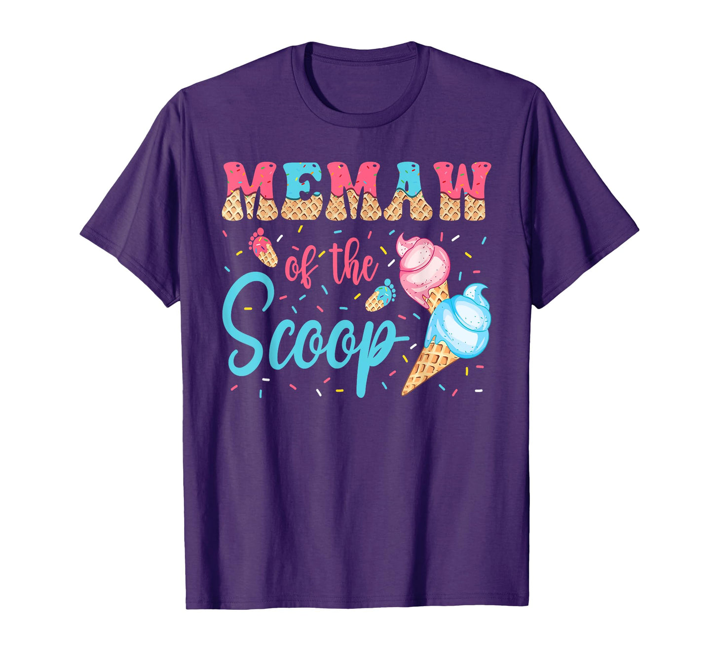 Memaw Of The Scoop Ice Cream Gender Reveal Baby Shower T-Shirt