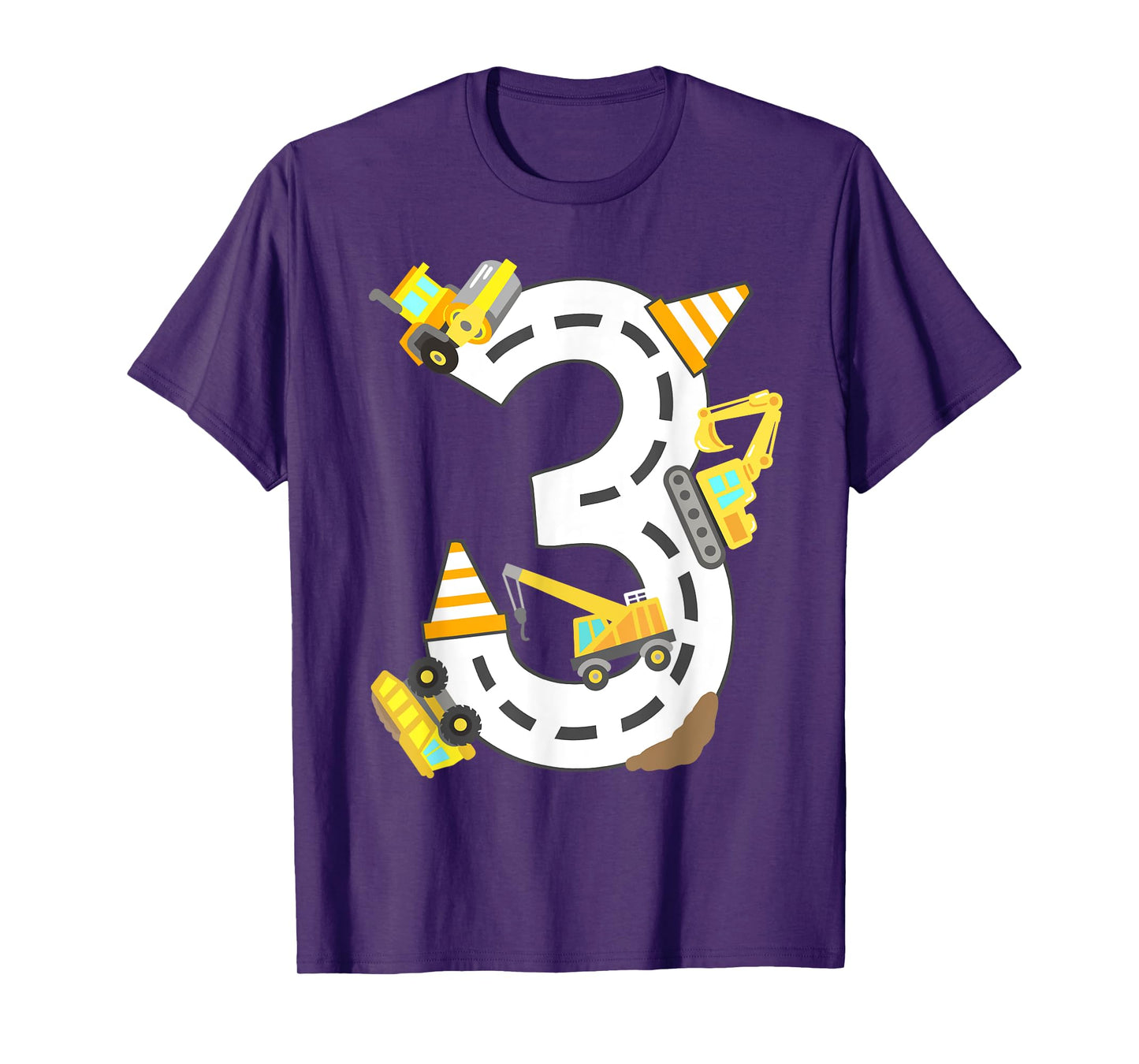 3rd Construction Birthday Party Excavator Boys 3 Years Old T-Shirt